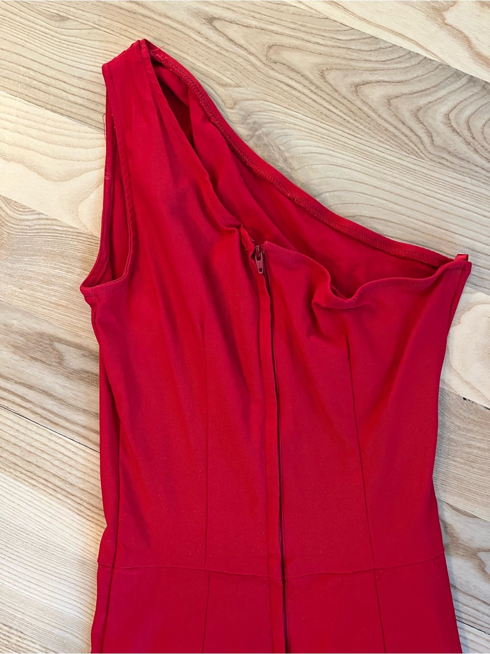 Stop Staring Crimson One-Shoulder Sheath Dress - Picture 4 of 6